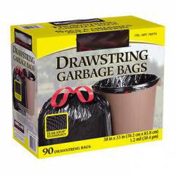 Garbage Bags, KS Drawstring 90 ct. 30" x 33"